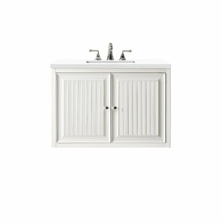 James Martin Vanities Athens 30in Single Vanity, Glossy White w/ 3 CM White Zeus Quartz Top E645-V30-GW-3WZ